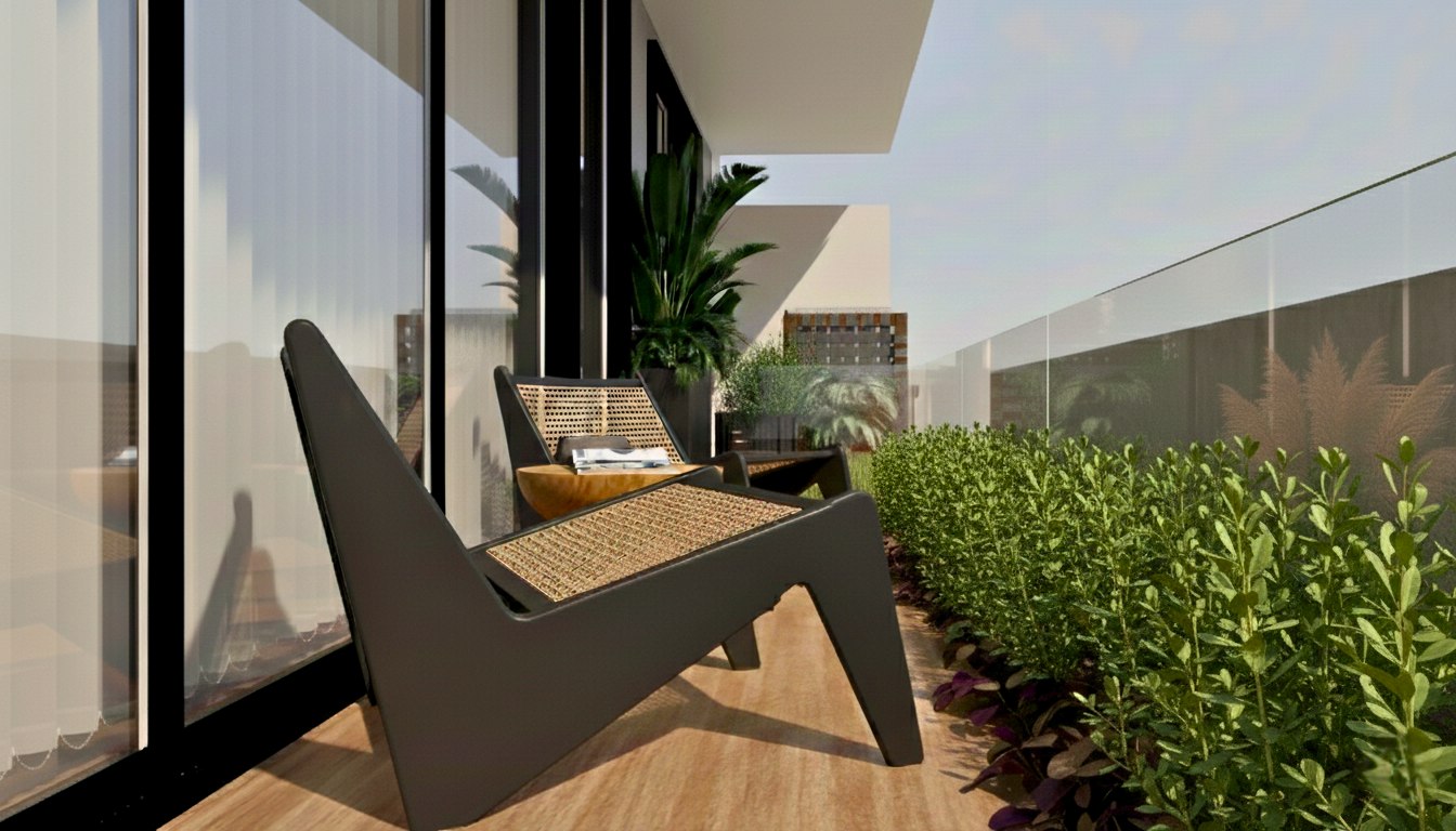 Balkon alanı iç mekân renderı